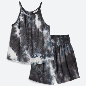 NEW! Chenault Girl - girls 2 piece tank and short set. Size 18.  Tie dye. Black